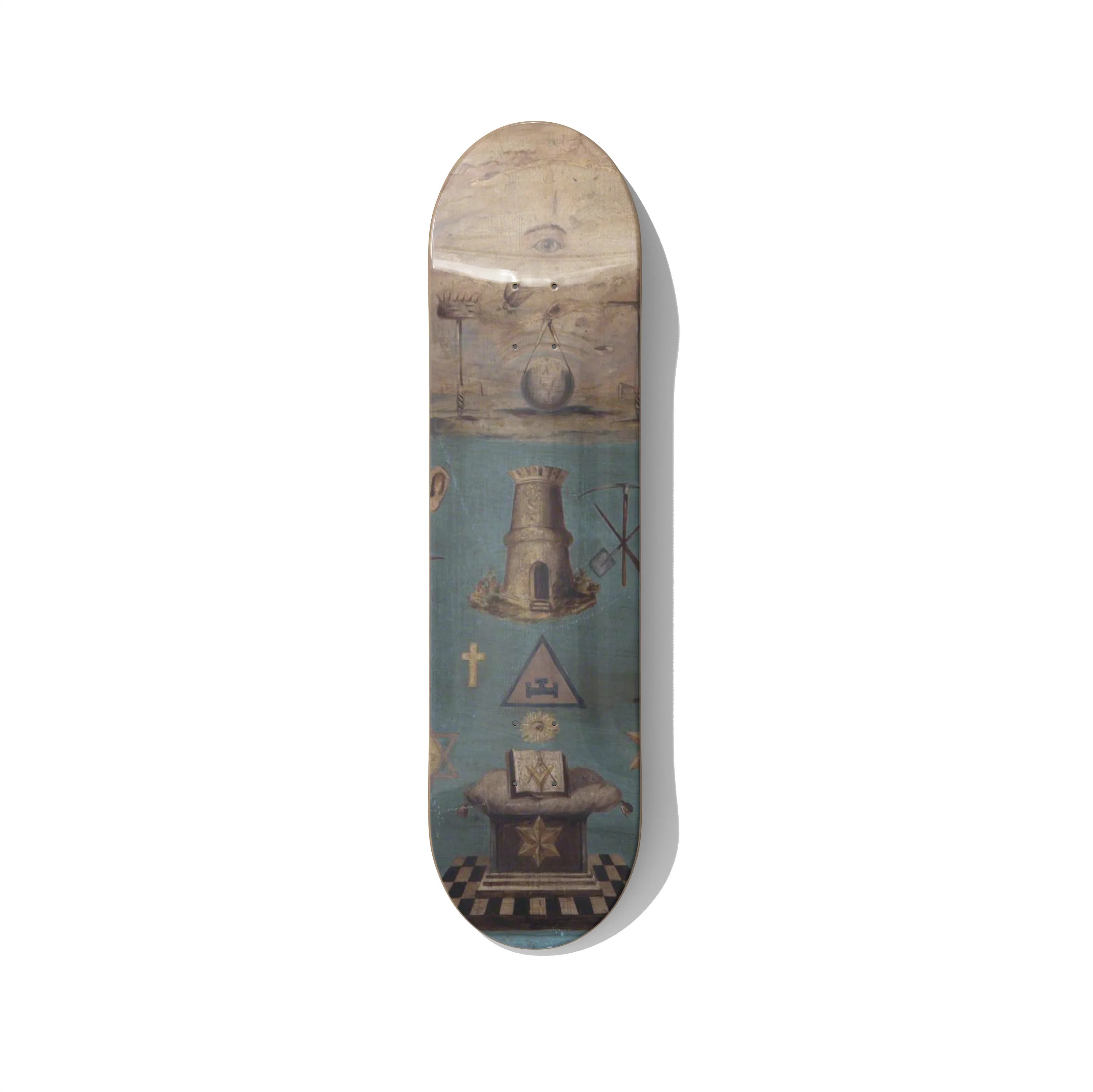 Masonic Symbols Skateboard Deck Wall Art - Premium Canadian Maple