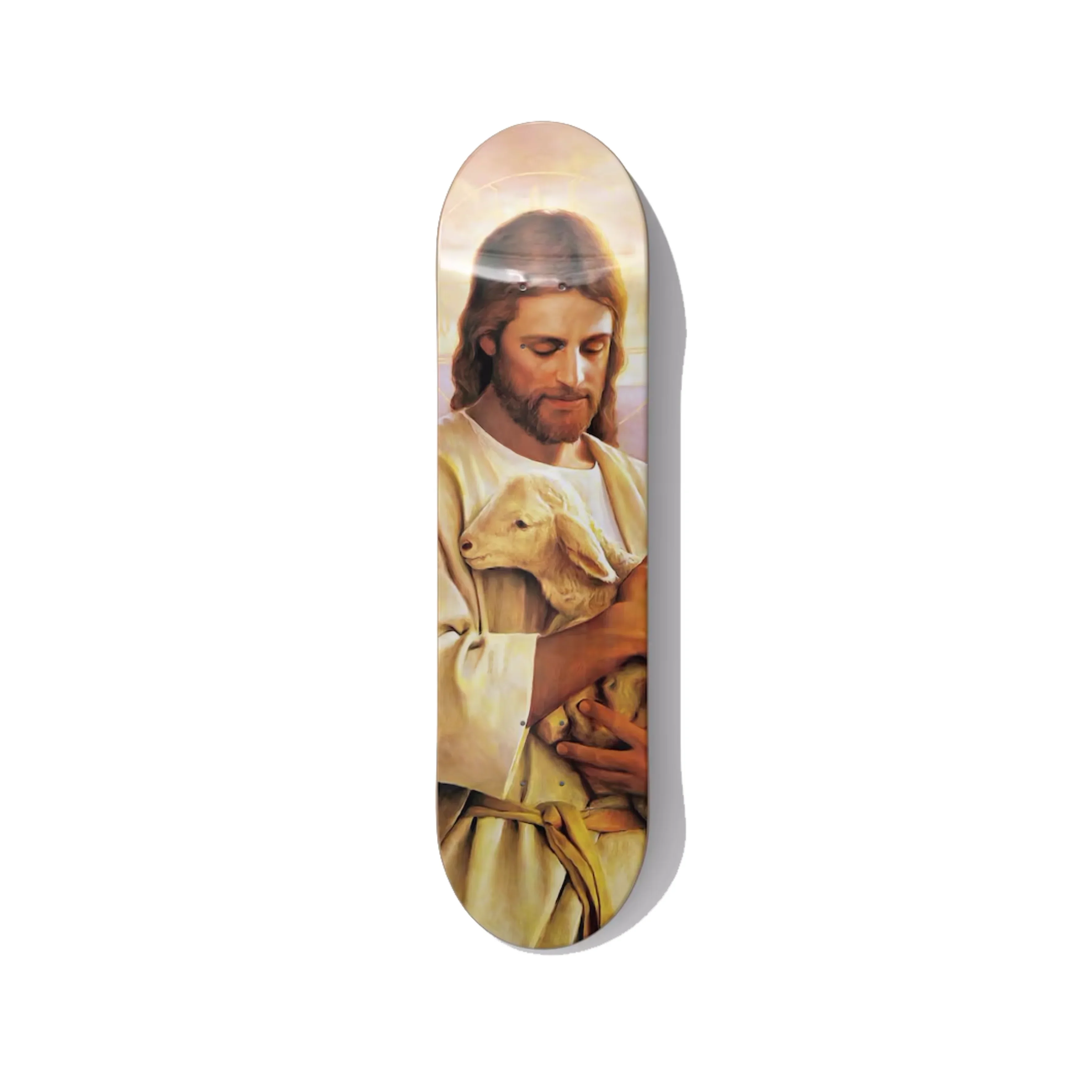 Jesus Christ The Good Shepherd Skateboard Wall Art - Premium Canadian Maple Deck.