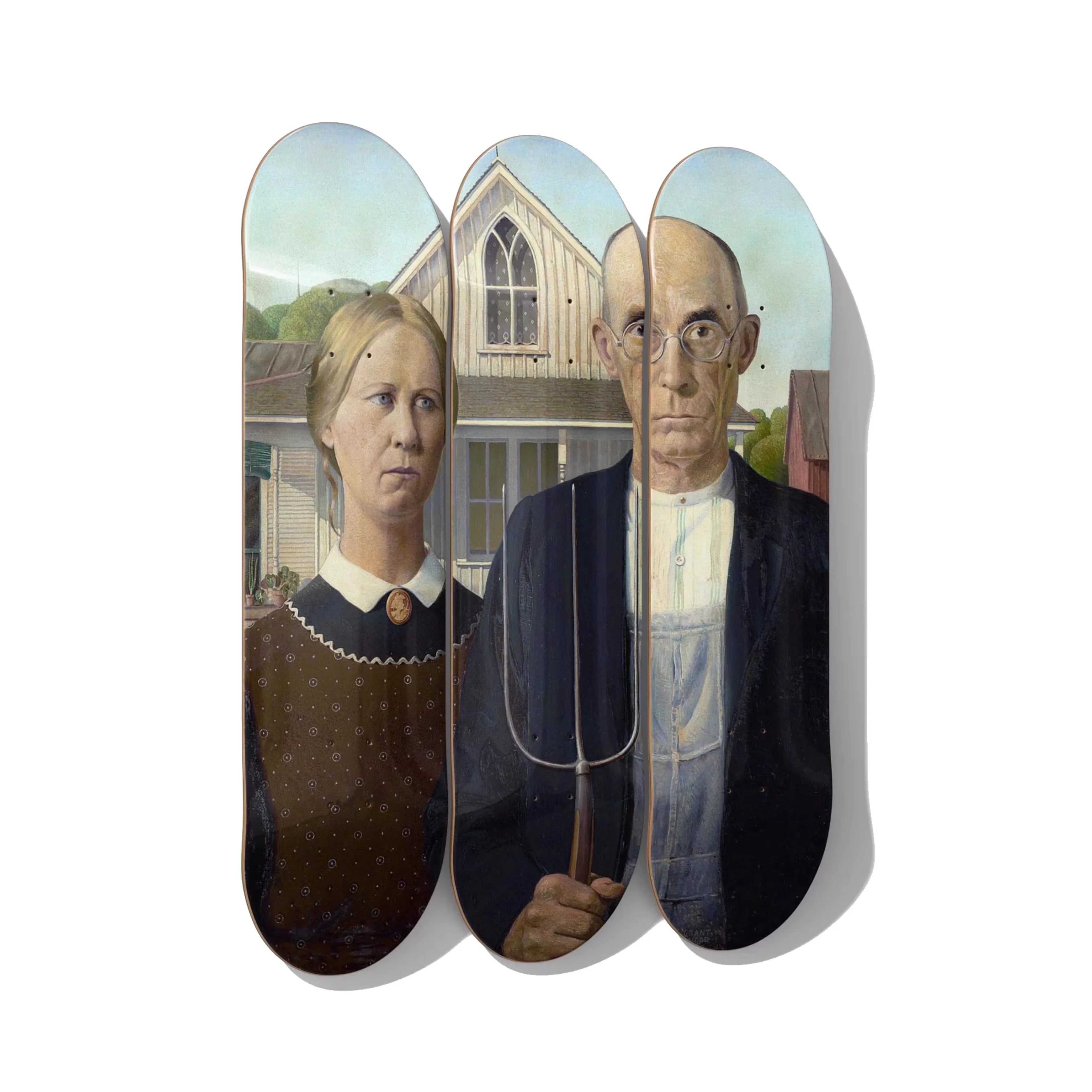 American Gothic Skateboard Deck Trio Wall Art - Premium Canadian Maple