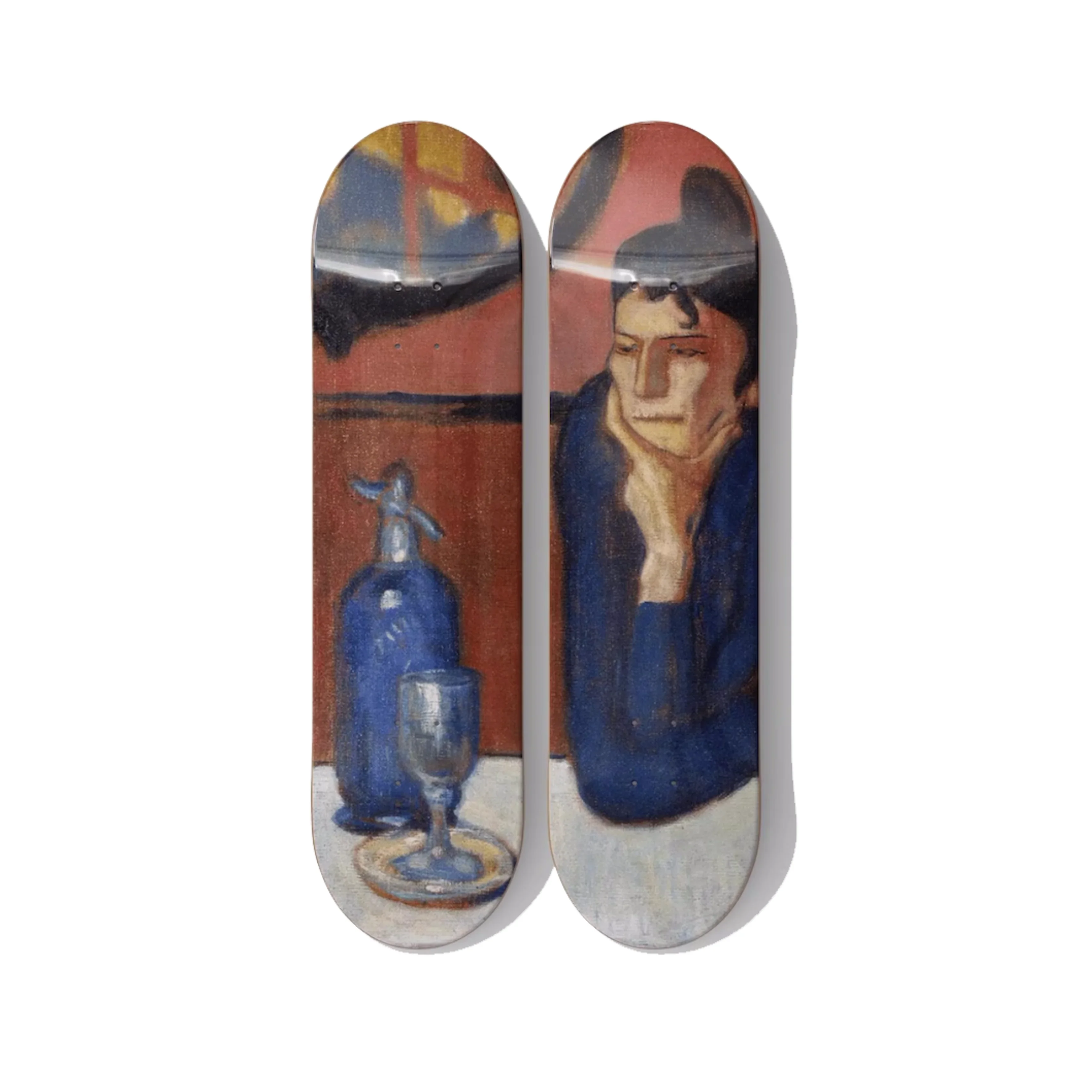 Pablo Picasso – The Absinthe Drinker Skateboard Deck Diptych Wall Art – Premium Canadian Maple.