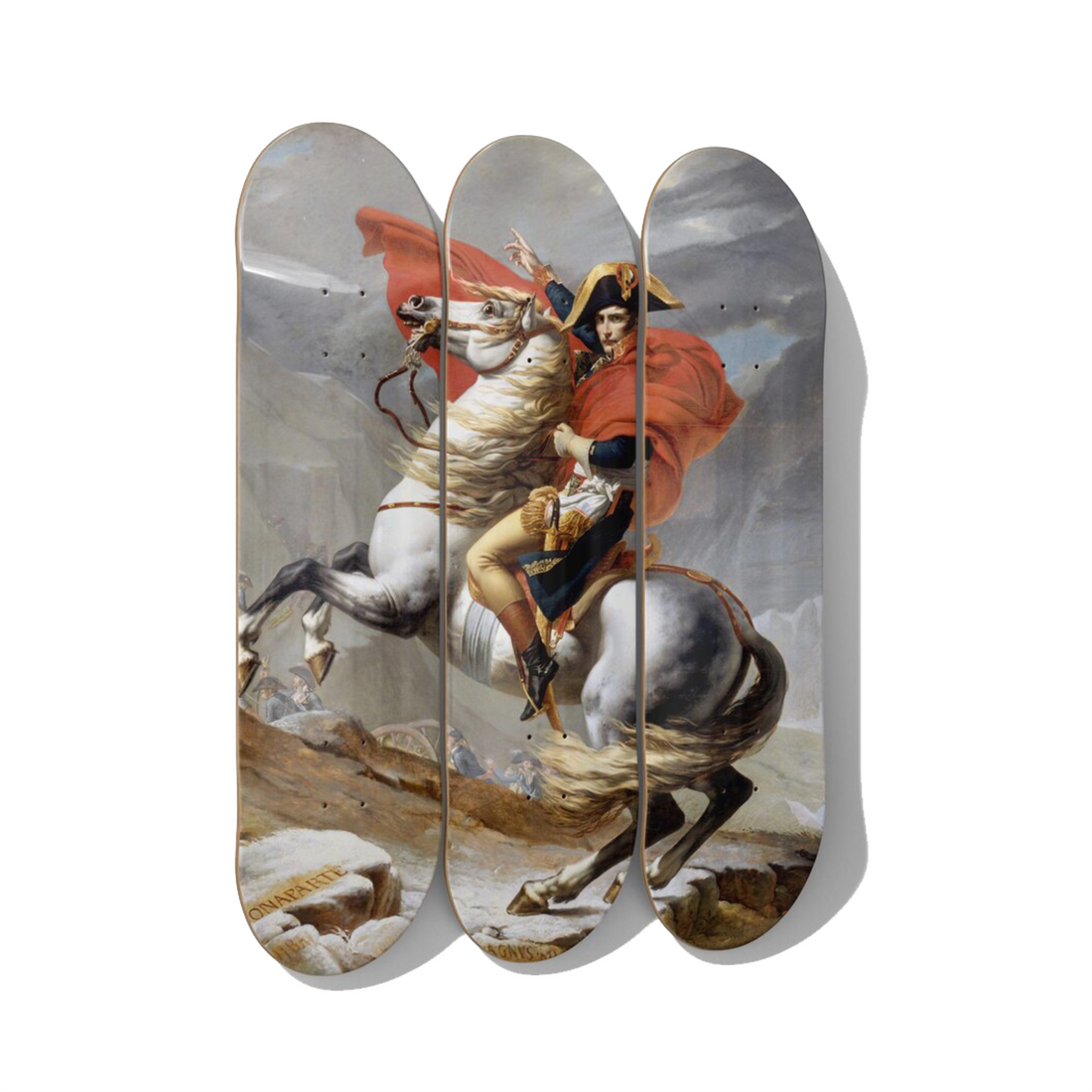 Skateboard wall art for a mob wife aesthetic home 2026 DeckArts Berlin gold glamour opulence golden Klimt Judith bold confident drama Caravaggio old-world Italian luxury glowing against deep dramatic walls