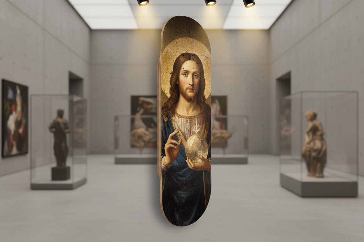  Salvator Mundi Skateboard Wall Art: Leonardo da Vinci Tribute
