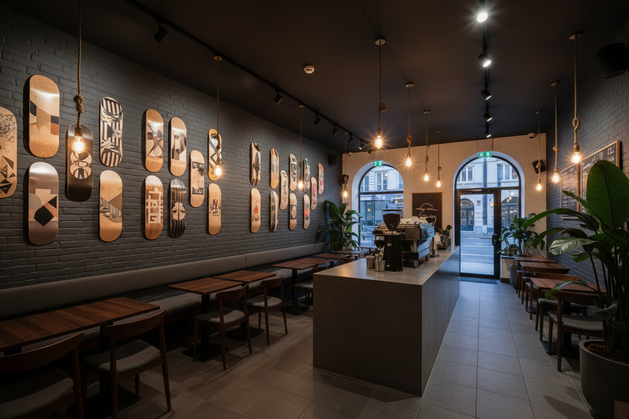 Skateboard Wall Art for Coffee Shops and Cafes