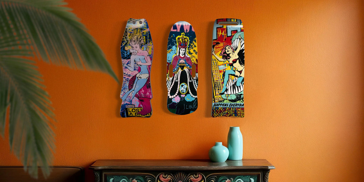 Skateboard Art for Gray/White/Black Interiors: Adding Color Without Chaos