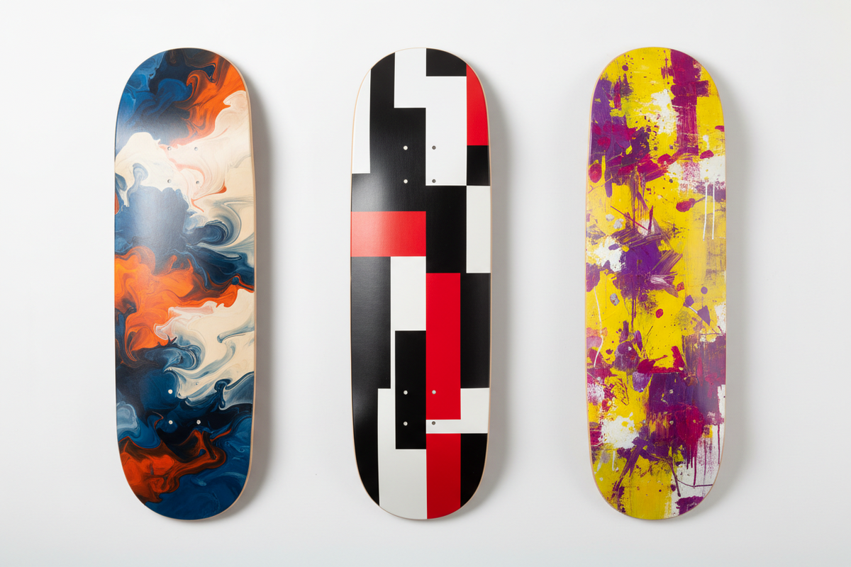  Abstract Skateboard Deck Designs by Modern Artists