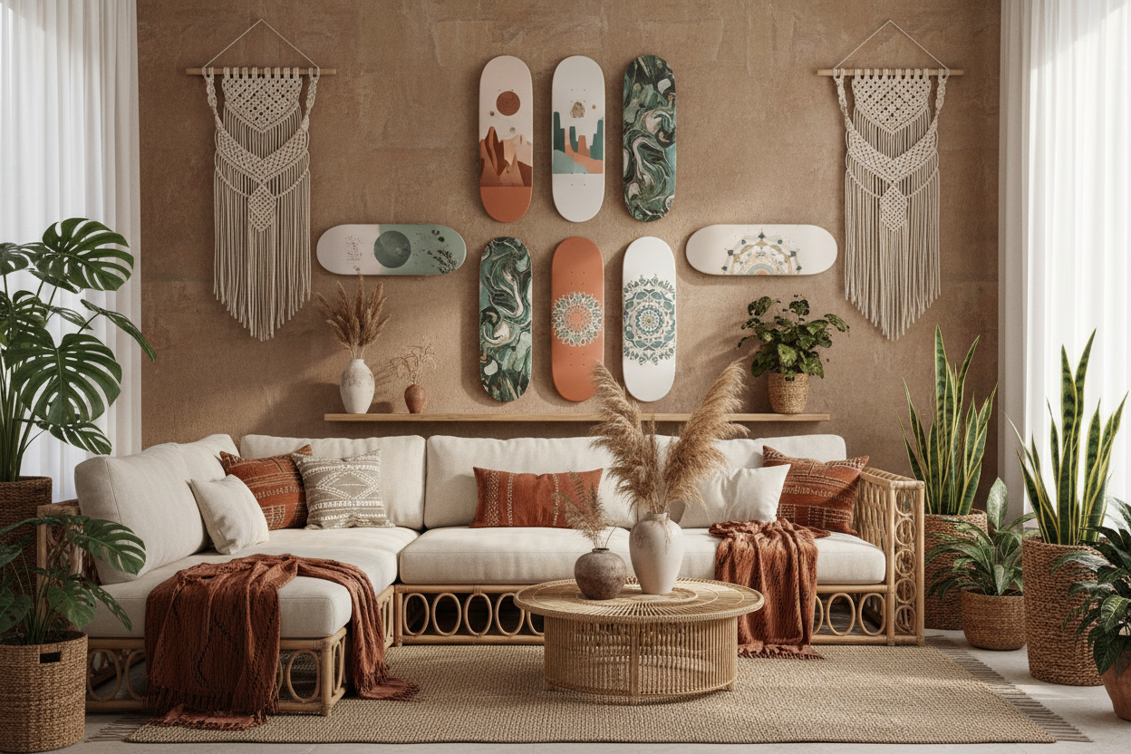Boho Interior Skateboard Wall Art