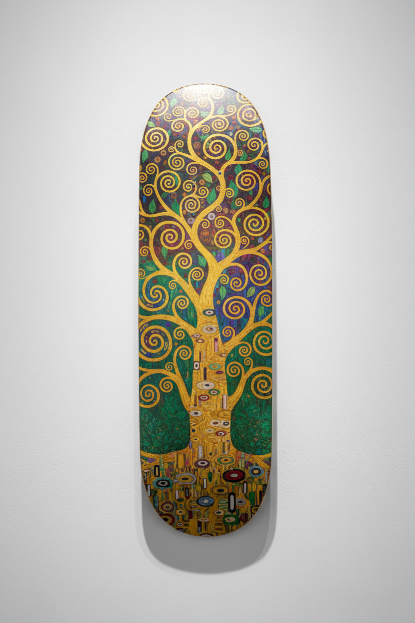 Klimt's Tree of Life as Skateboard Wall Art