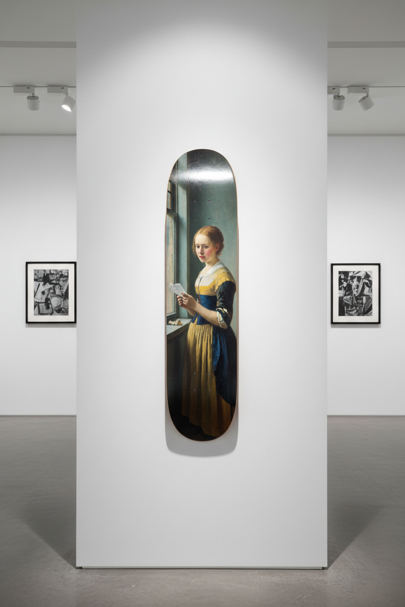 Vermeer's Girl Reading a Letter as Skateboard Wall Art