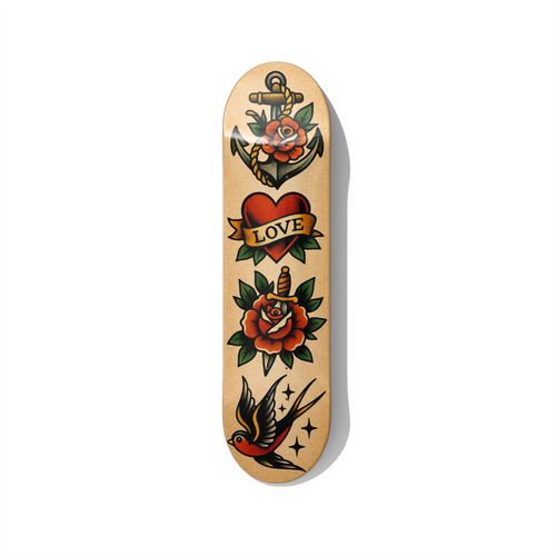 Skateboard Wall Art – Old School Tattoo Flash Love Anchor Art Deck