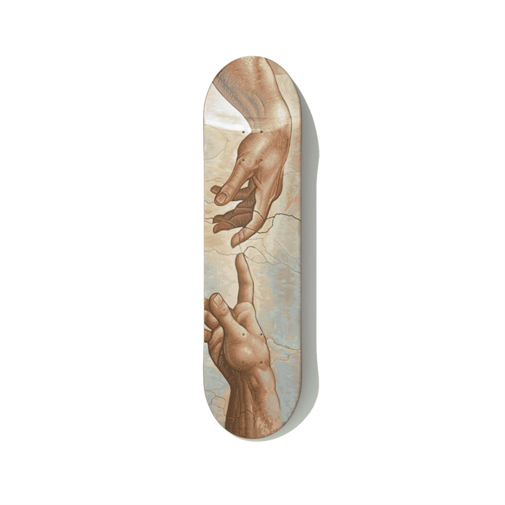 Michelangelo's The Creation of Adam Skateboard Wall Art – Premium Canadian Maple Deck - deckarts.com