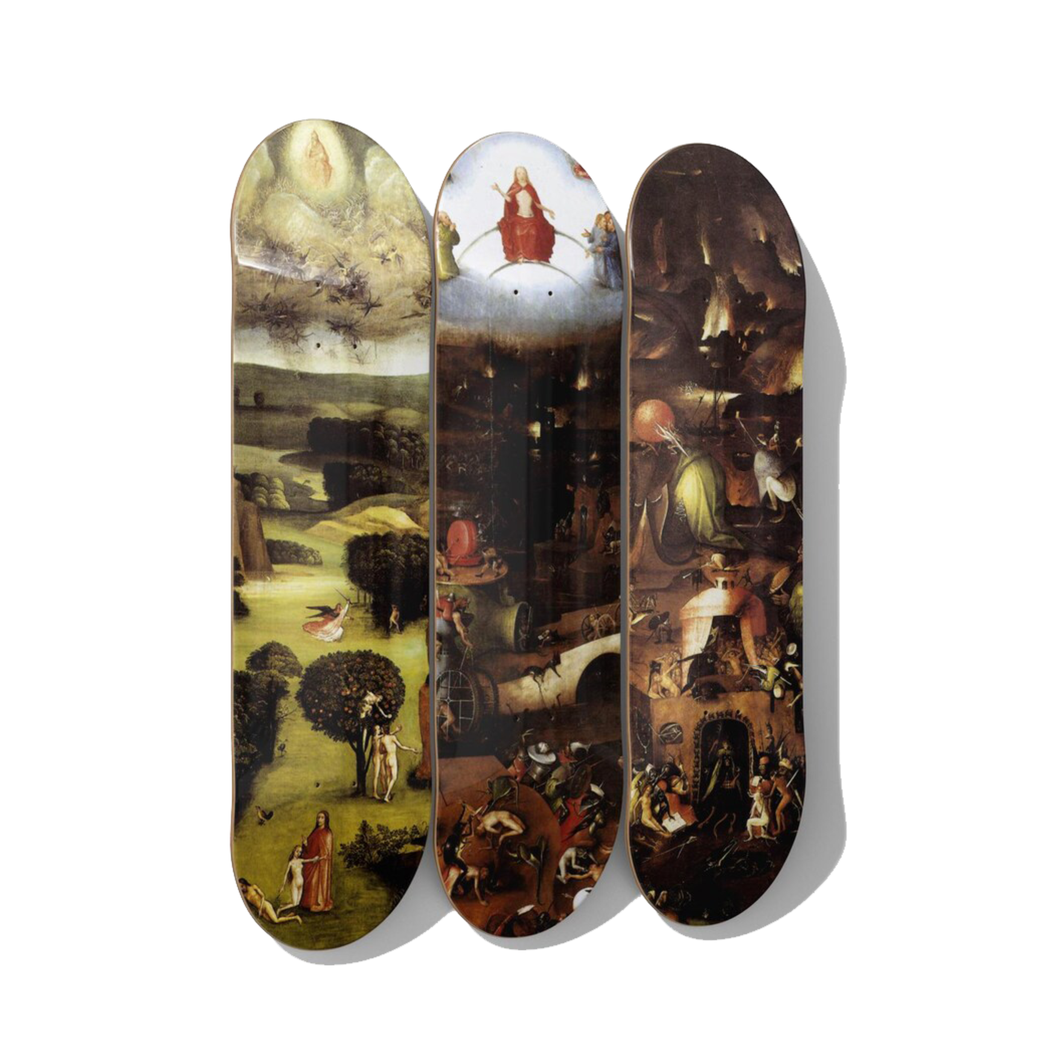 Hieronymus Bosch - The Last Judgment Skateboard Deck Triptych Wall Art - Premium Canadian Maple - deckarts.com