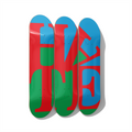 HATE – Abstract Typography Triptych Skateboard Wall Art – Red, Blue & Green Modern Design – Premium Canadian Maple Decks - deckarts.com