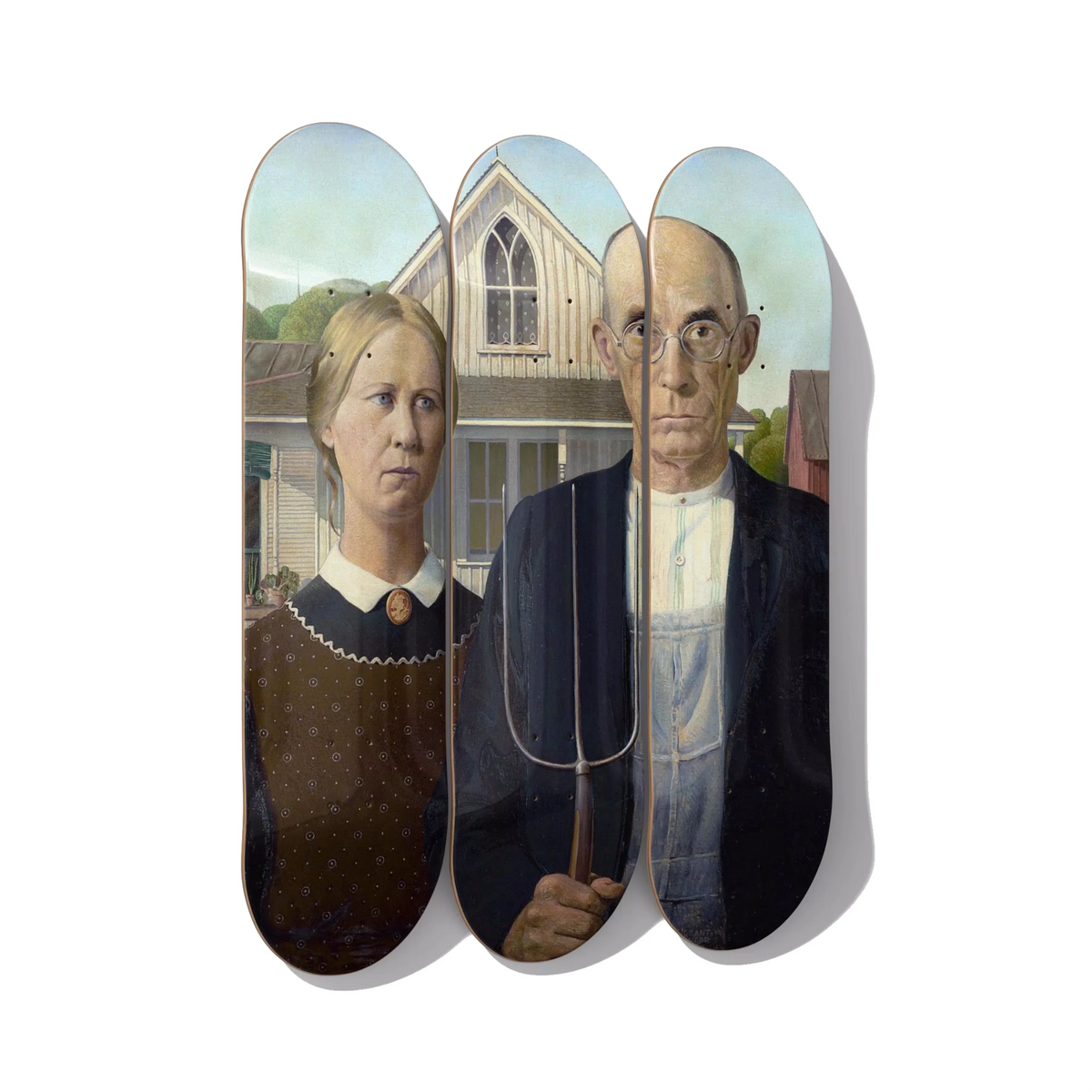 FACT. Skateboardmuseum コラボ USA製 ゴールデンサイズ American Gothic Skateboard Wall Art – Triptych | deckarts