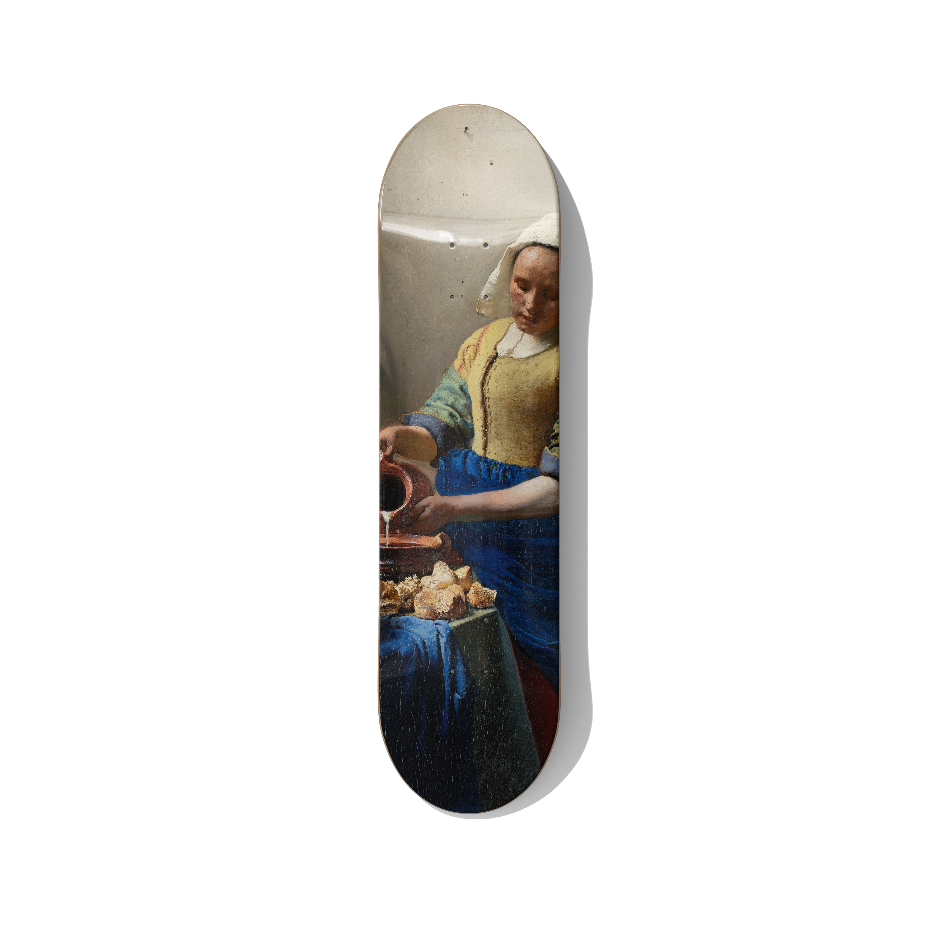 Johannes Vermeer – The Milkmaid – Classical Fine Art Skateboard Wall Decor – Premium Canadian Maple Deck - deckarts.com