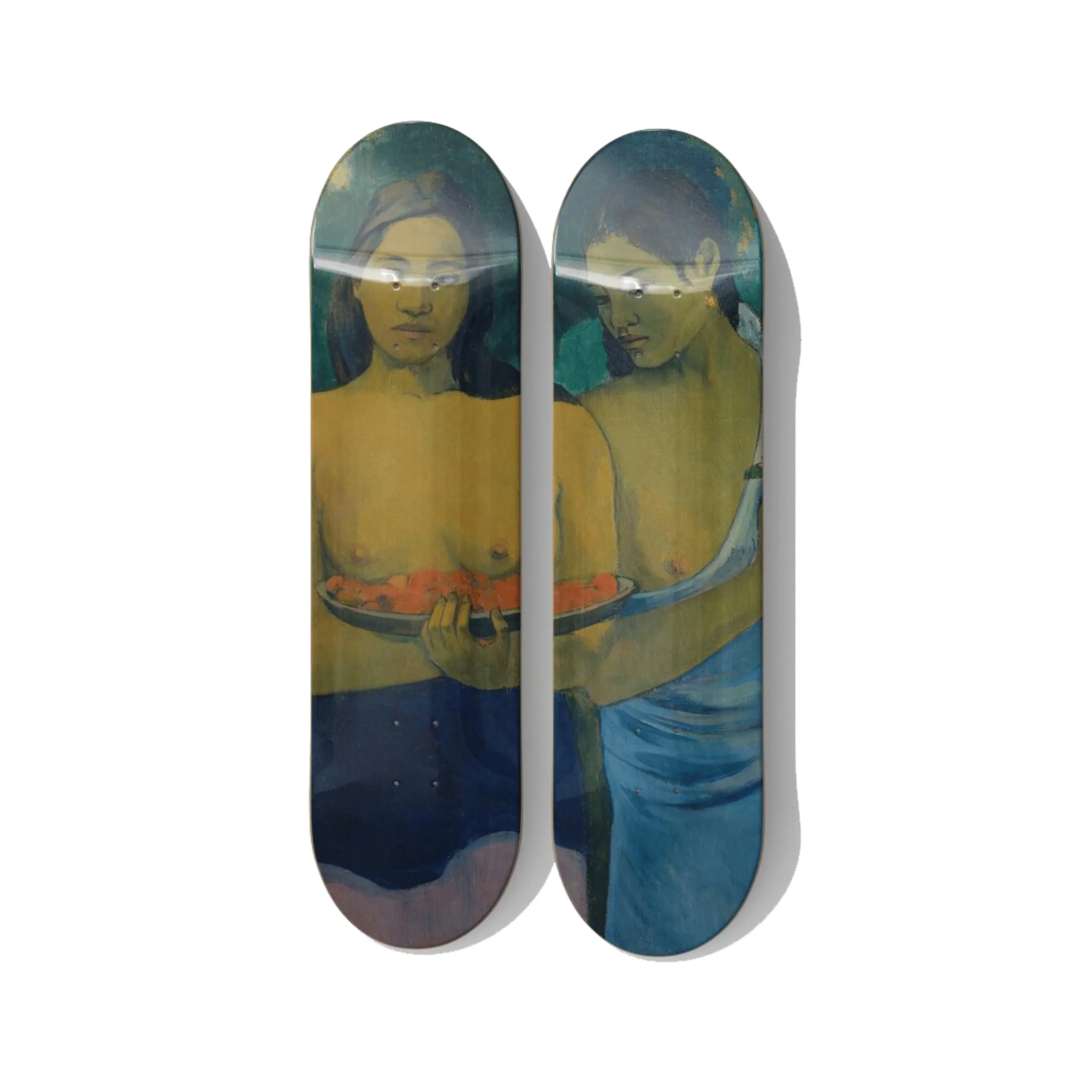Paul Gauguin – Two Tahitian Women (1899) Skateboard Deck Diptych Wall Art – Premium Canadian Maple.
