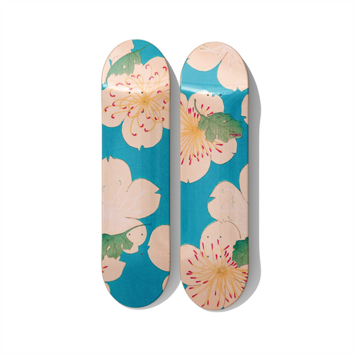 Sakura Bloom Ukiyo-e Diptych – Japanese Cherry Blossom Two-Panel Skateboard Wall Art