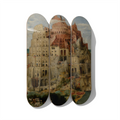 Tower of Babel Skateboard Deck Triptych Wall Art - Premium Canadian Maple.