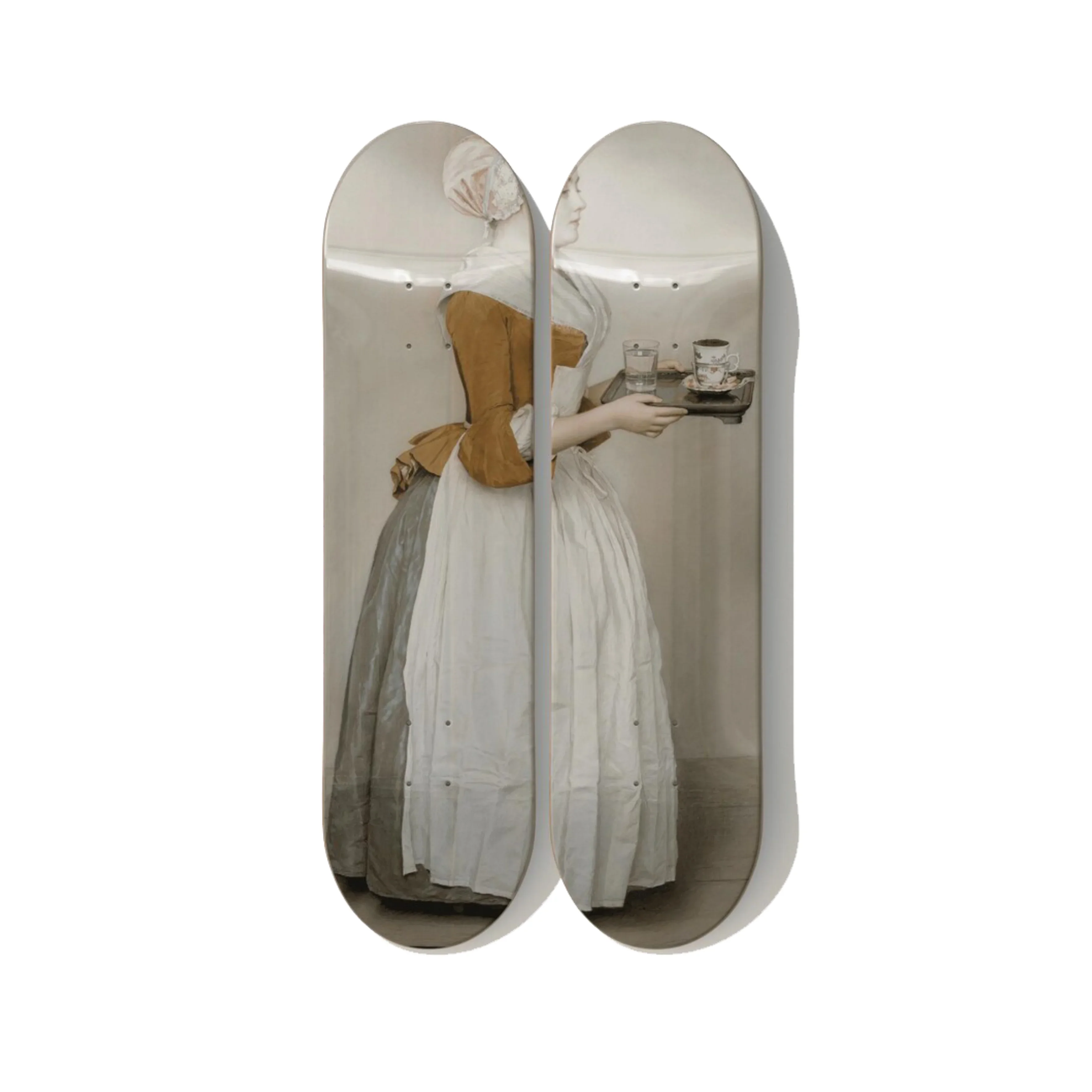 Jean-Étienne Liotard – The Chocolate Girl Skateboard Deck Diptych Wall Art – Premium Canadian Maple.
