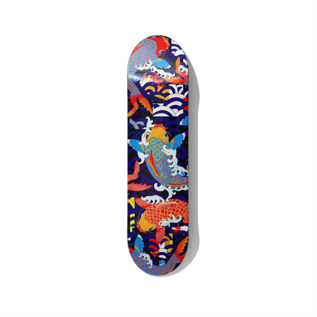 Koi Fish Waves Japanese Style Skateboard Wall Art - Premium Canadian Maple Deck - deckarts.com
