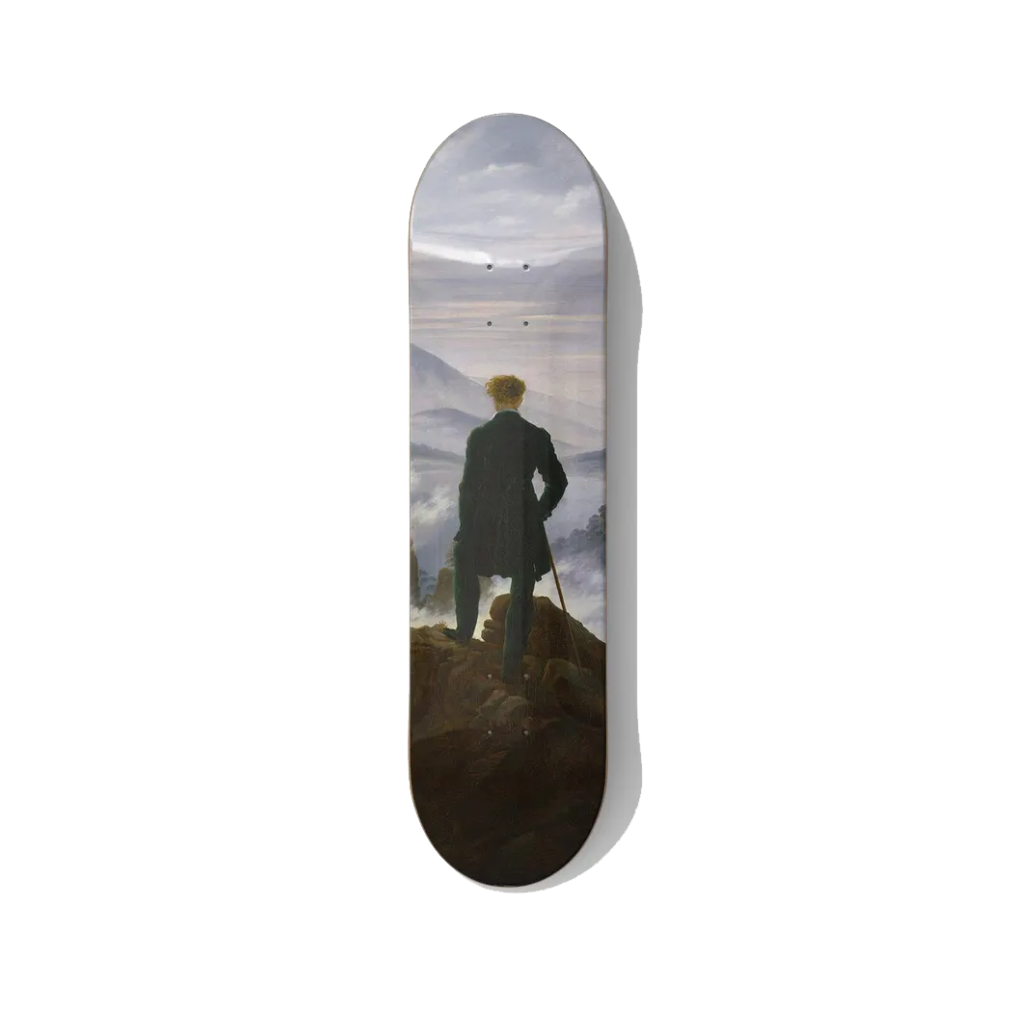 Caspar David Friedrich's Wanderer above the Sea of Fog Skateboard Wall Art - Premium Canadian Maple Deck - deckarts.com