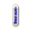 Stay Weird – Minimal Cream & Royal Blue Typography Skateboard Wall Art – Premium Canadian Maple Deck - deckarts.com
