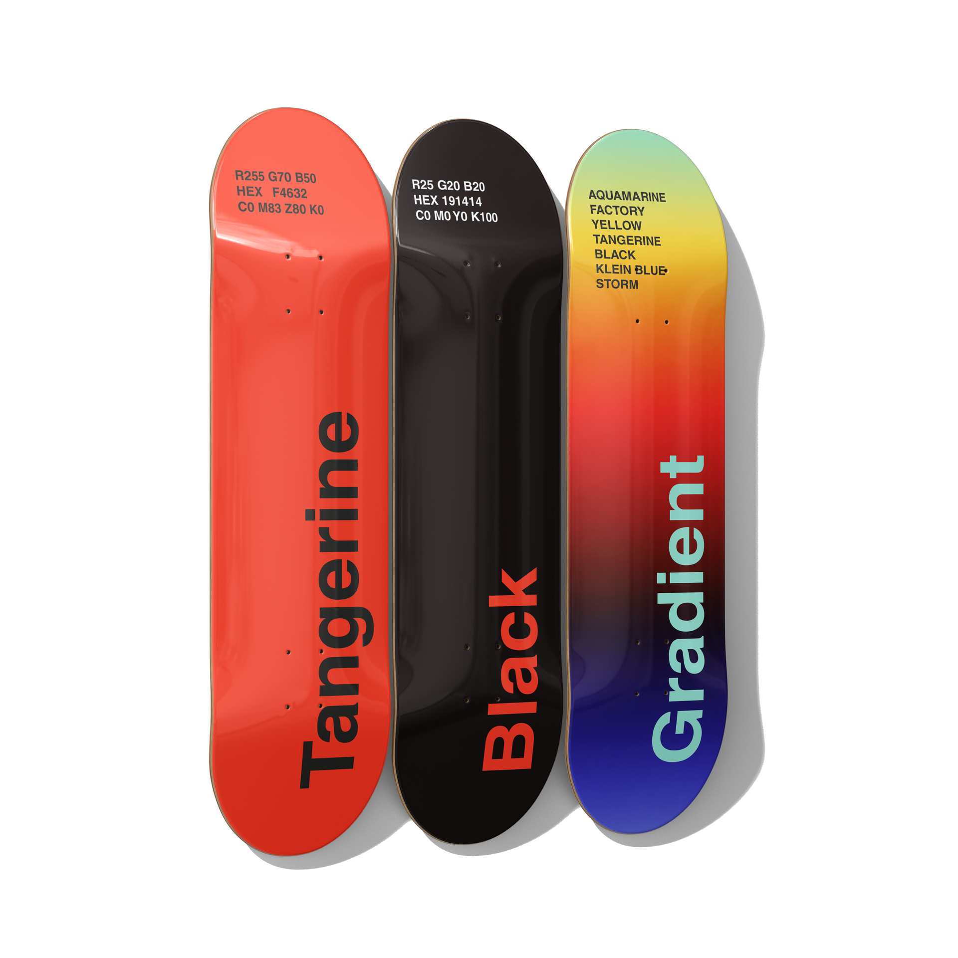 Premium Canadian maple skateboard triptych wall art collection in modern gallery setting featuring Renaissance and pop art designs