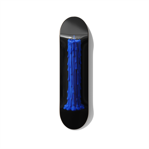 Blueprint melting candle blue skateboard wall art on premium Canadian maple deck