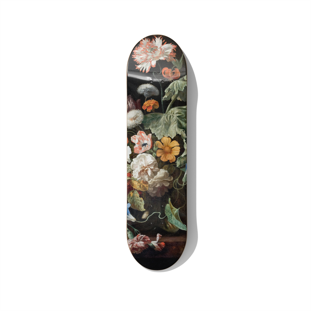 Still-Life with Flowers – Rachel Ruysch Skateboard Wall Art – Premium Canadian Maple Deck - deckarts.com