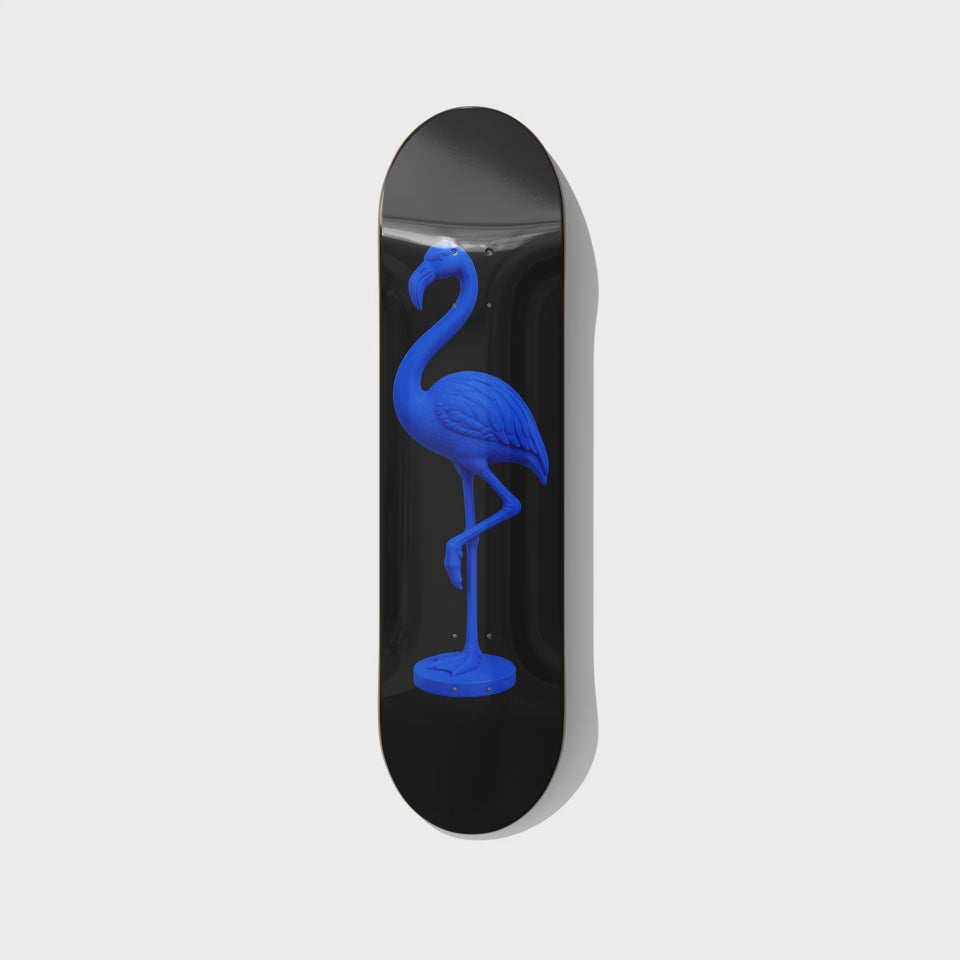 Blueprint Flamingo – Blue Monochrome Skateboard Wall Art
