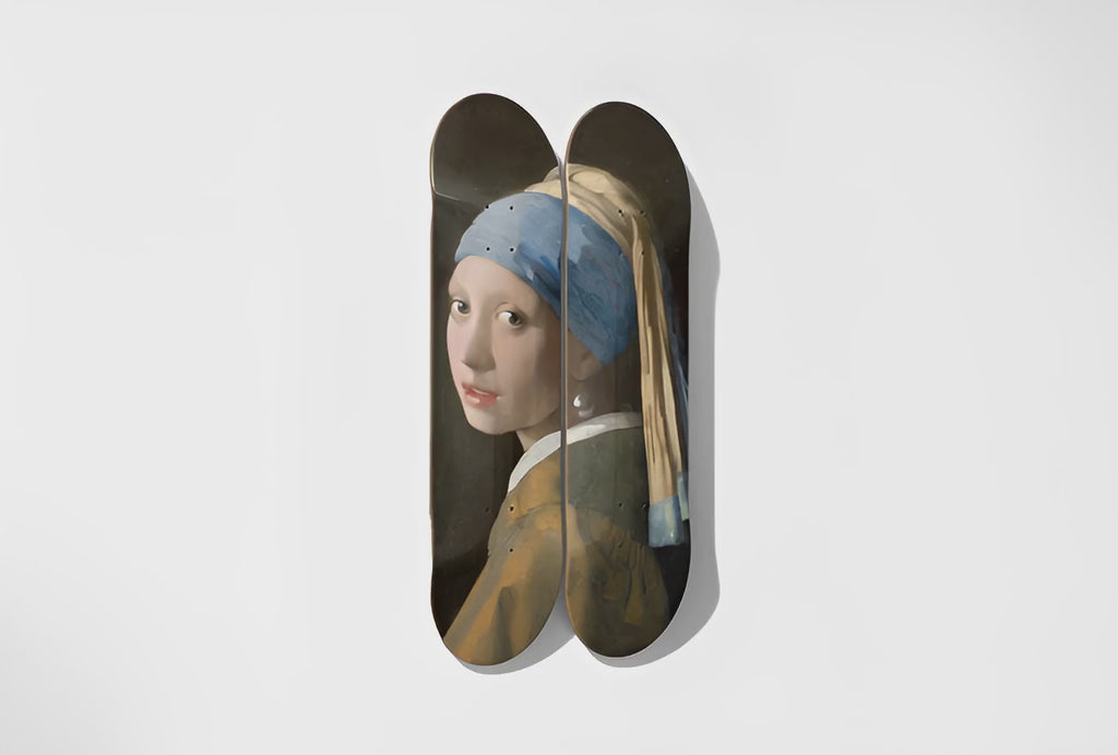 Girl with a Pearl Earring Skateboard Deck Diptych Wall Art - Premium Canadian Maple Deck